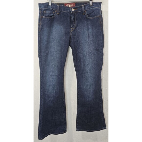 Lucky Brand Jeans Women Size 12 Sofia Ankle Boot Cut Dark Blue Stretch 31 Inseam - Picture 1 of 16